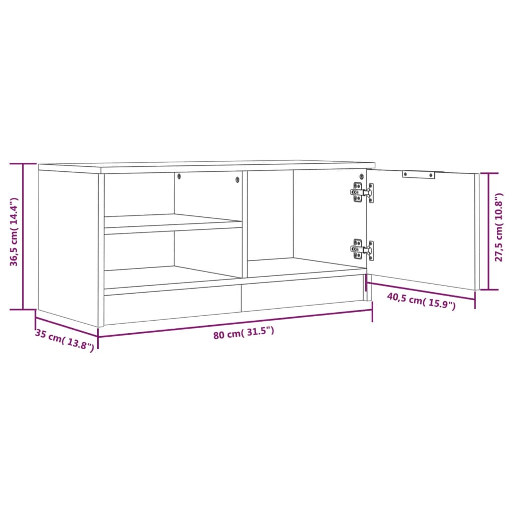 tv-borde 2 stk. 80x35x36,5 cm konstrueret træ grå sonoma-eg