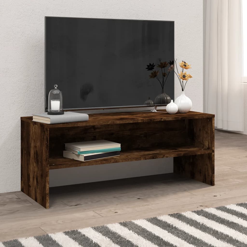 tv-bord 100x40x40 cm konstrueret træ røget egetræsfarve