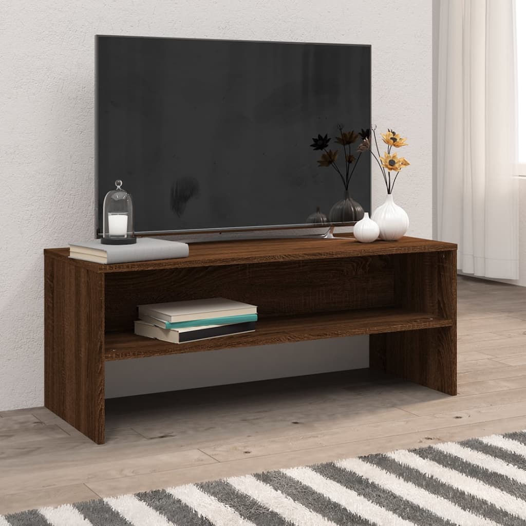 tv-bord 100x40x40 cm konstrueret træ brun egetræsfarve