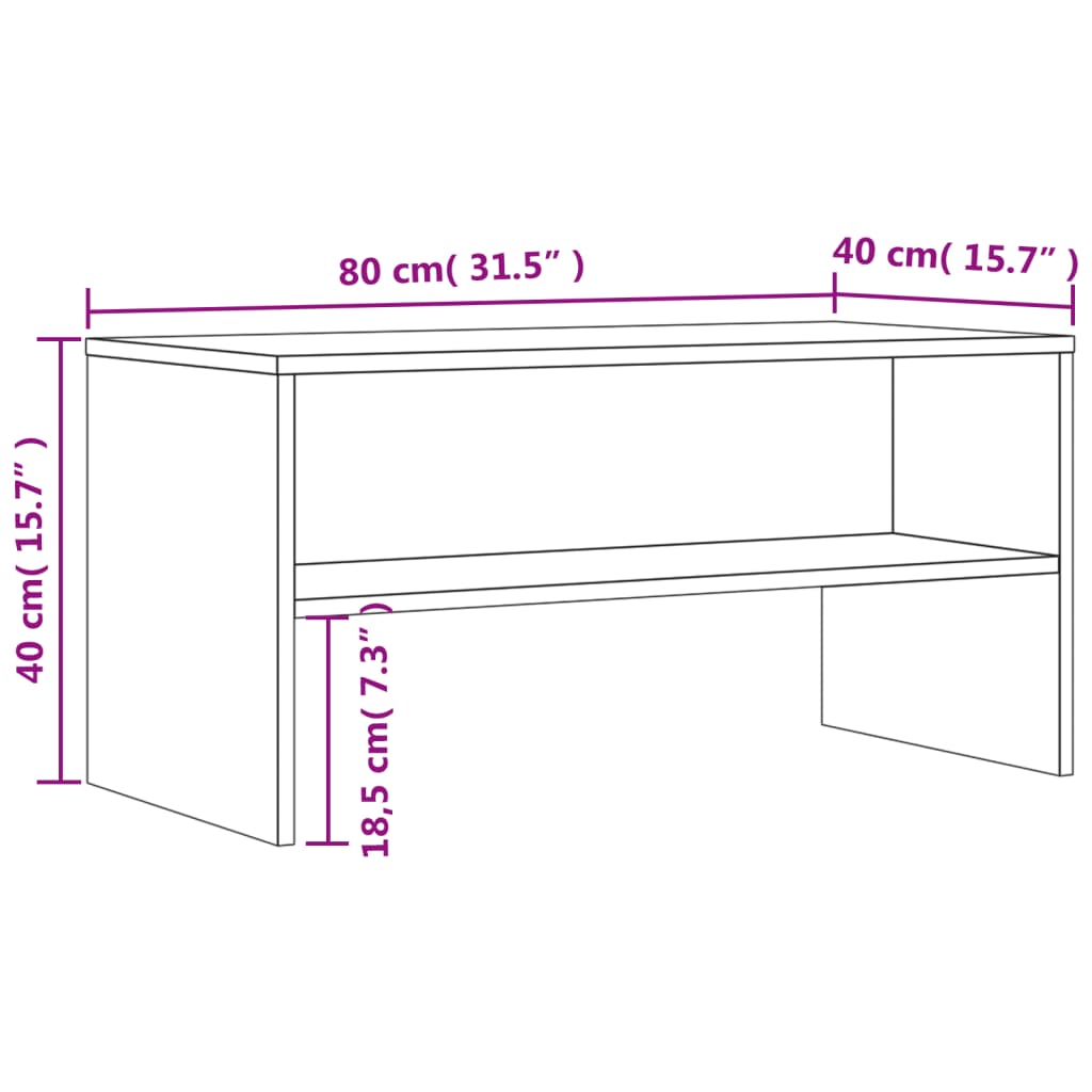 tv-bord 80x40x40 cm konstrueret træ brun egetræsfarve