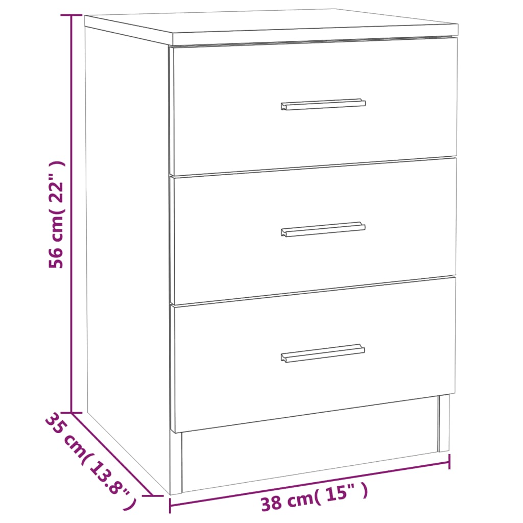 sengeborde 2 stk. 38x35x56 cm konstrueret træ røget egetræ