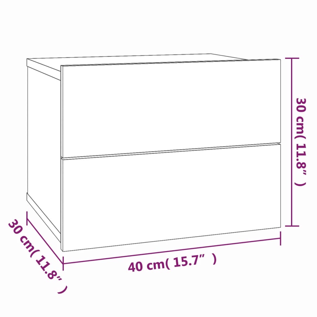 sengeborde 2 stk. 40x30x30 cm konstrueret træ røget egetræ