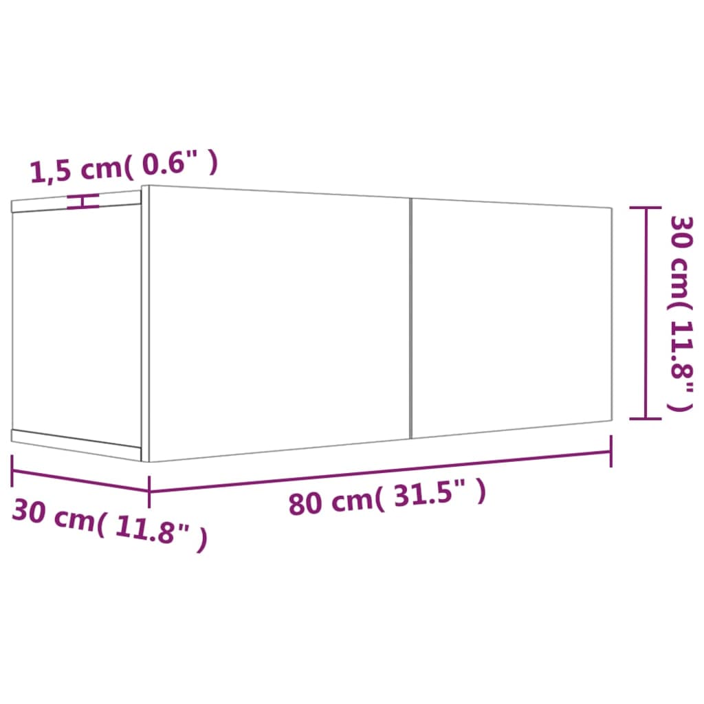 tv-bord 80x30x30 cm konstrueret træ brun egetræsfarve