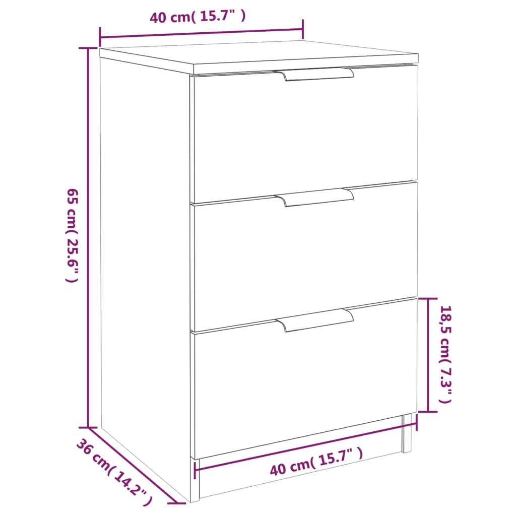 sengebord 40x36x65 cm hvid