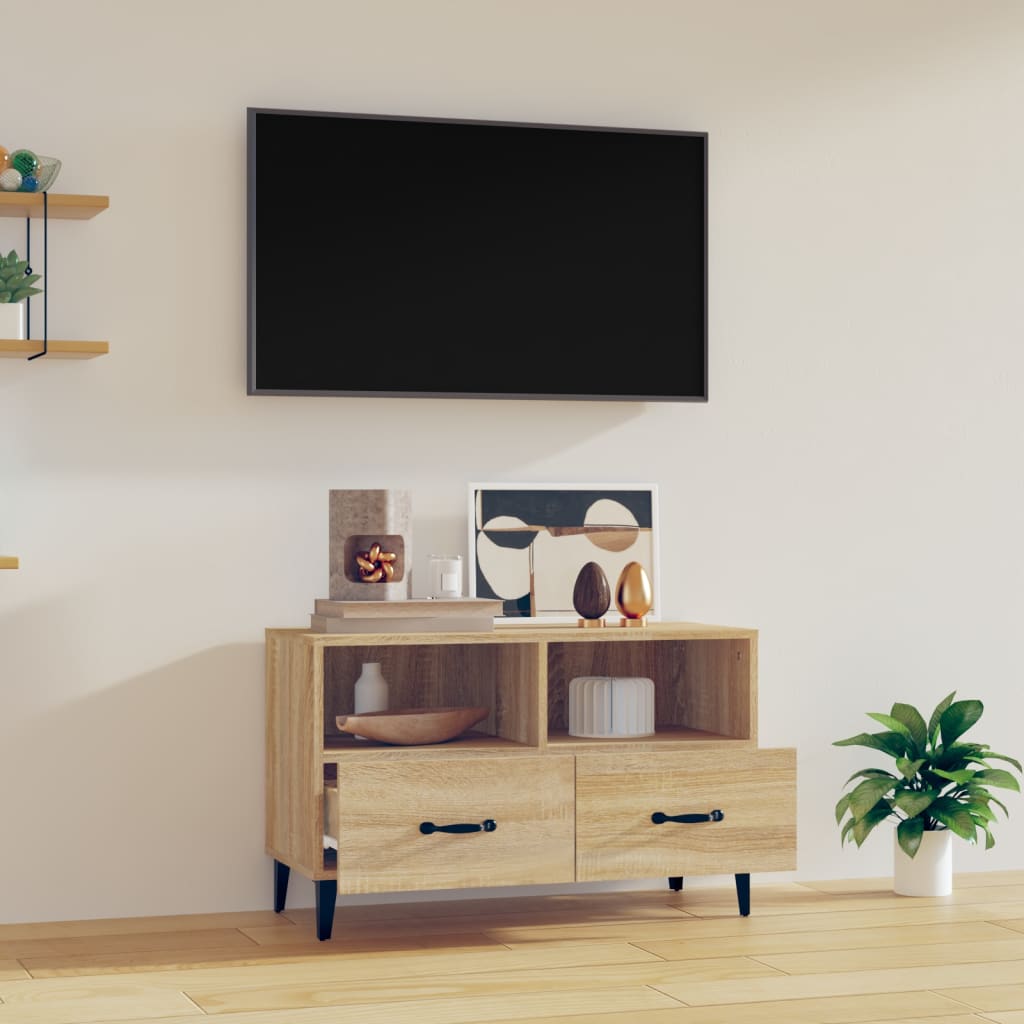 tv-bord 80x36x50 cm konstrueret træ sonoma-eg