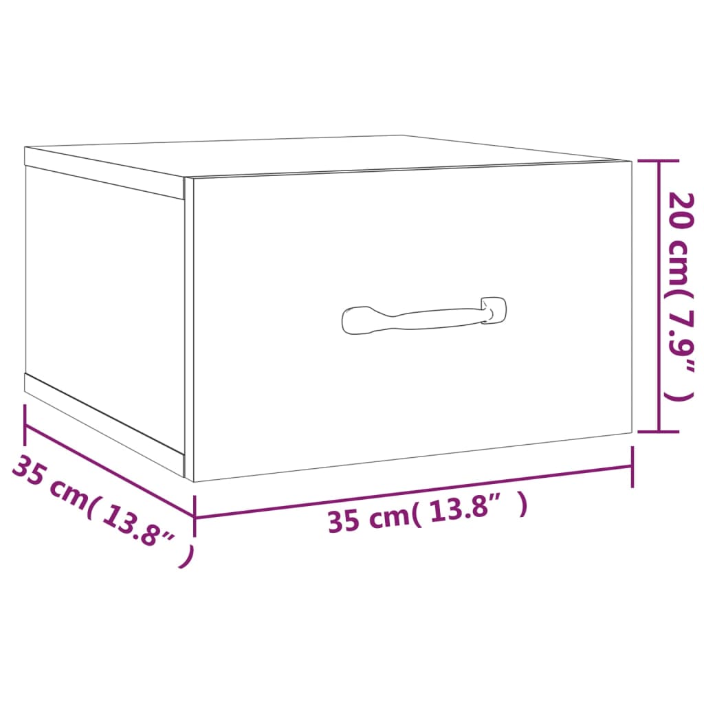 væghængte sengeborde 2 stk. 35x35x20 cm hvid