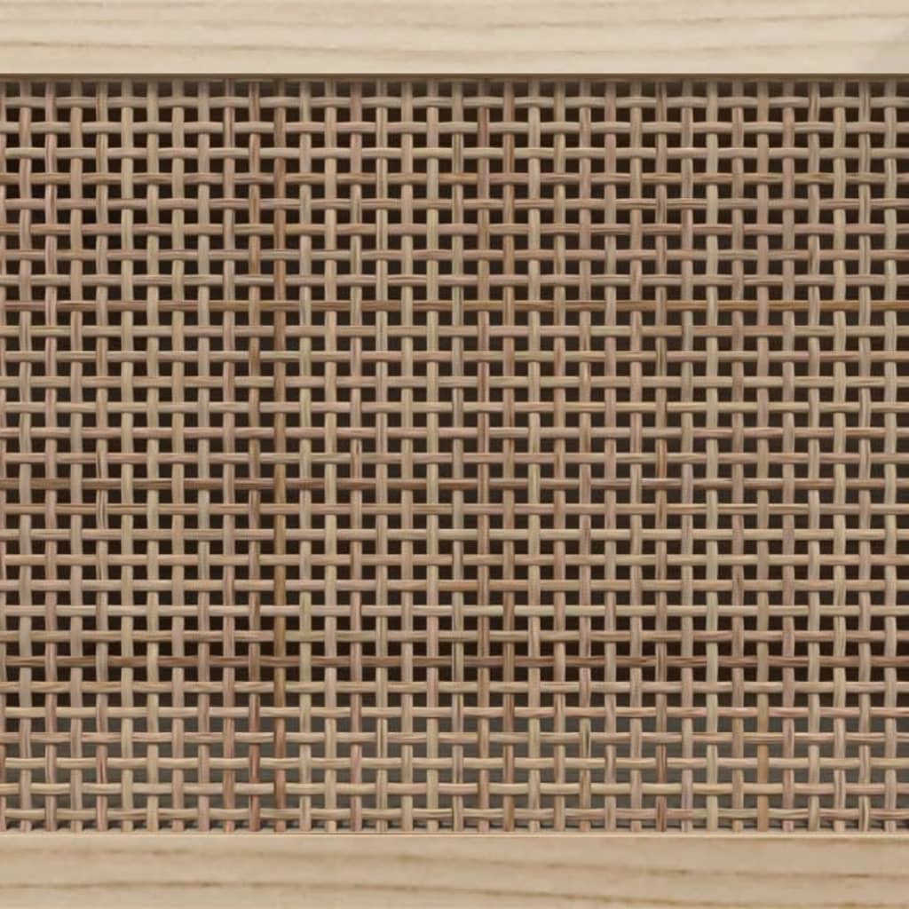 tv-bord 80x30x40 cm massivt fyrretræ og naturlig rattan hvid