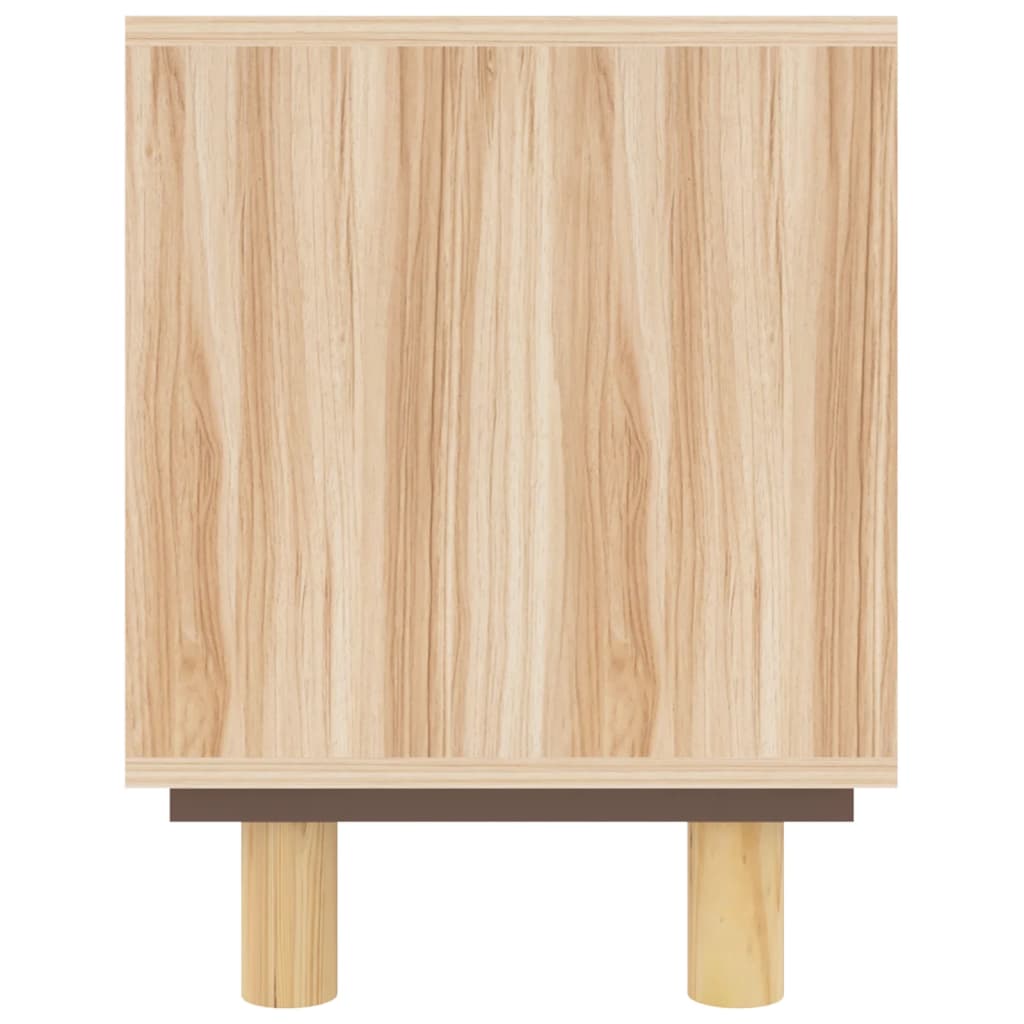 tv-bord 105x30x40 cm massivt fyrretræ og naturlig rattan brun