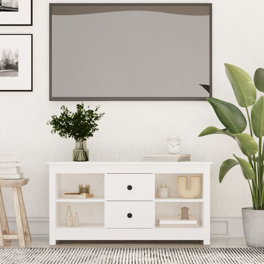 tv-bord 103x36,5x52 cm massivt fyrretræ hvid