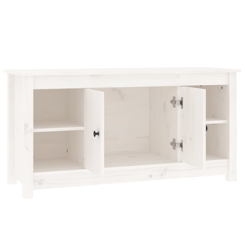 tv-bord 103x36,5x52 cm massivt fyrretræ hvid