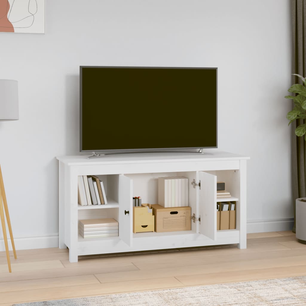 tv-bord 103x36,5x52 cm massivt fyrretræ hvid