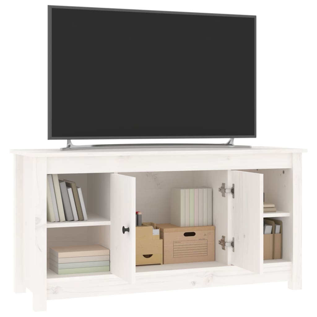 tv-bord 103x36,5x52 cm massivt fyrretræ hvid