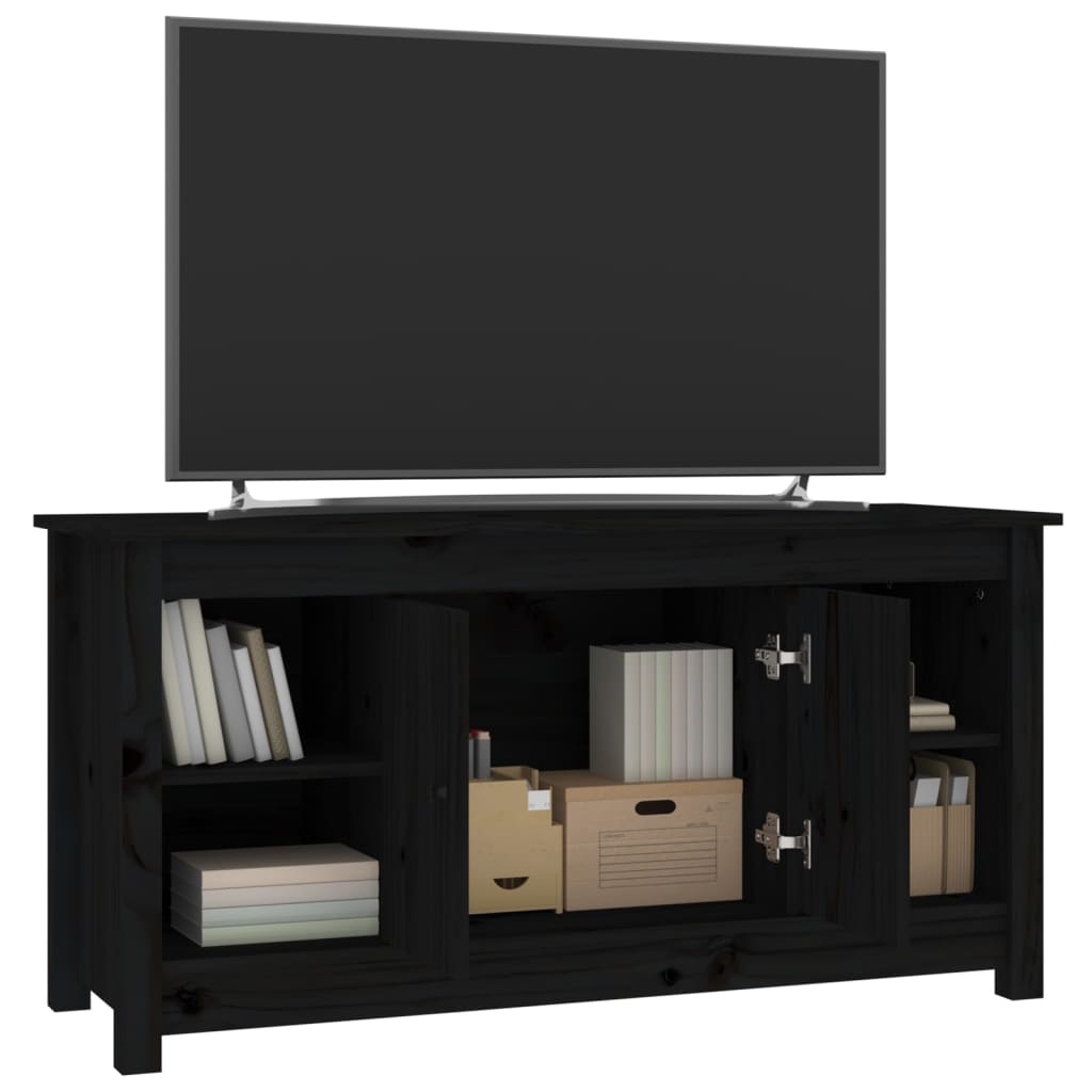 tv-bord 103x36,5x52 cm massivt fyrretræ sort