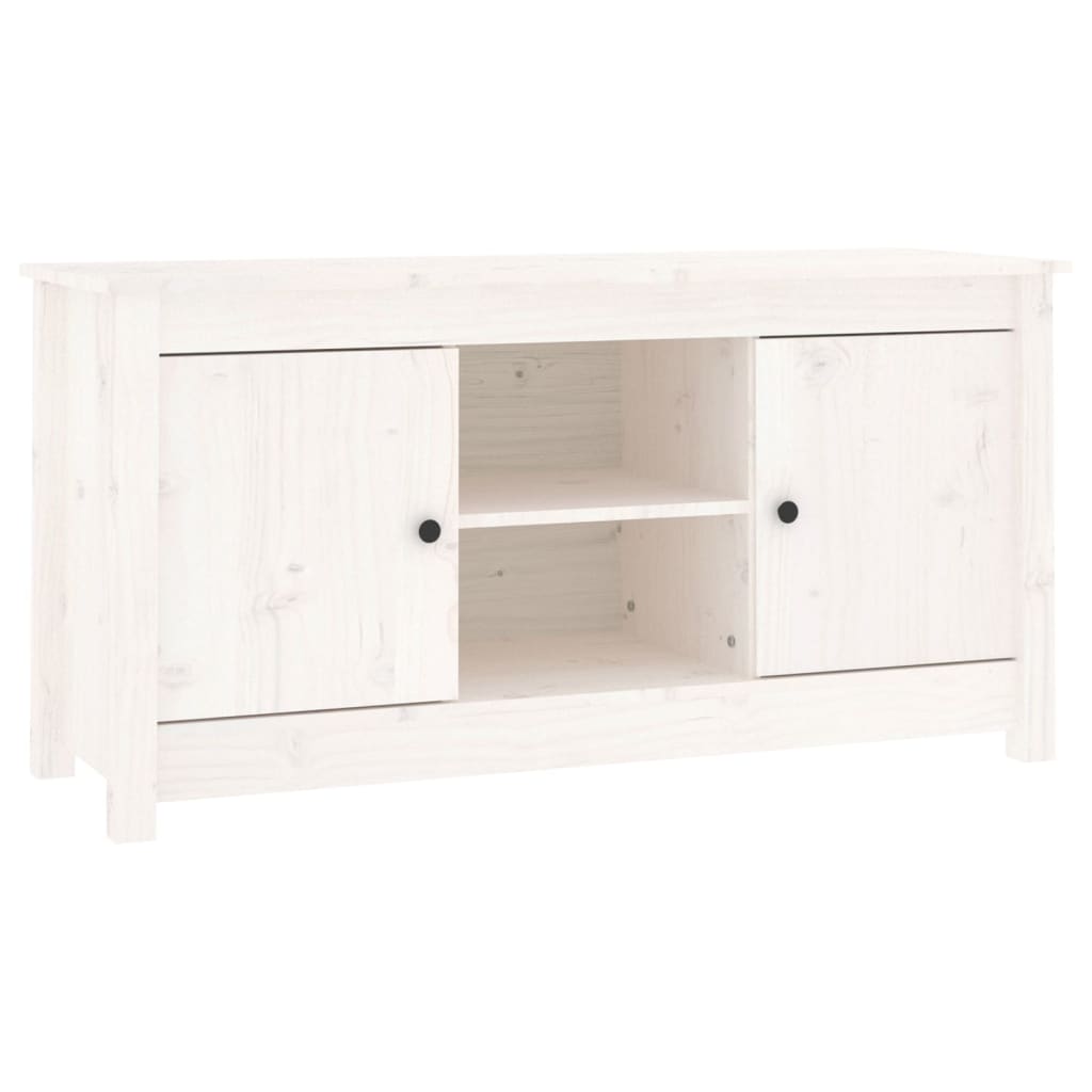 tv-bord 103x36,5x52 cm massivt fyrretræ hvid