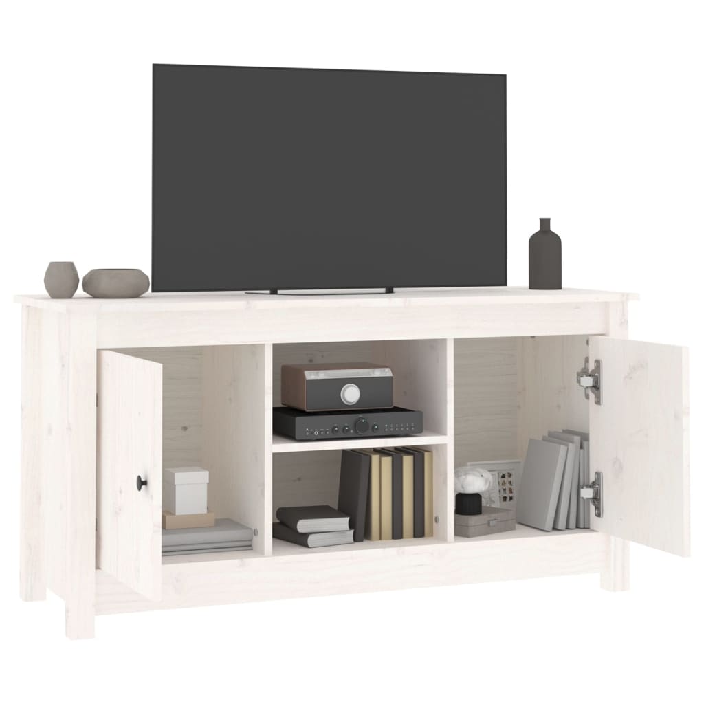 tv-bord 103x36,5x52 cm massivt fyrretræ hvid