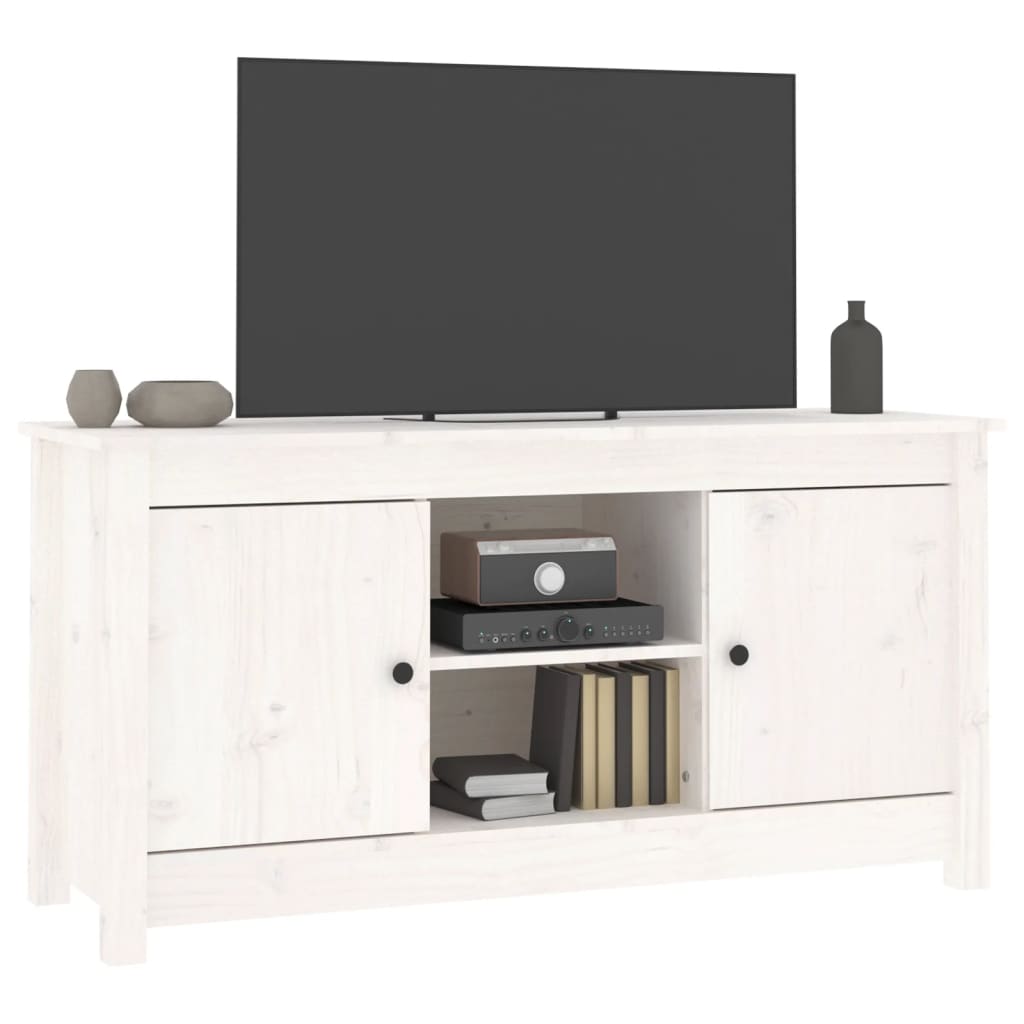 tv-bord 103x36,5x52 cm massivt fyrretræ hvid