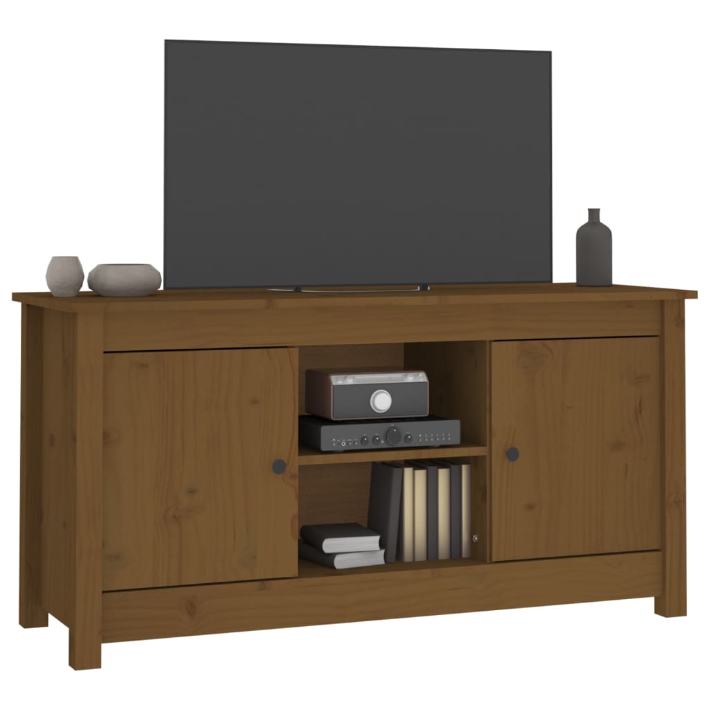 tv-bord 103x36,5x52 cm massivt fyrretræ gyldenbrun