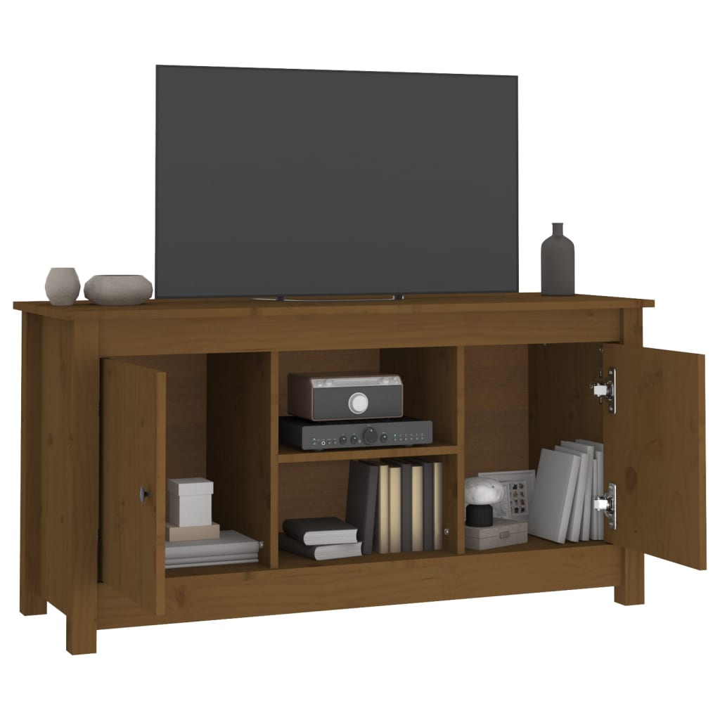 tv-bord 103x36,5x52 cm massivt fyrretræ gyldenbrun