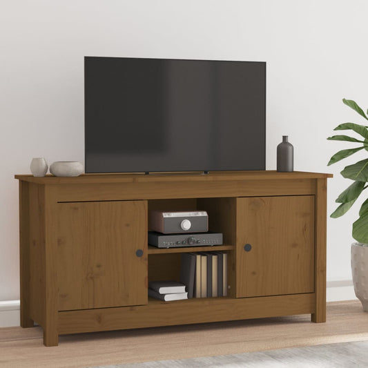 tv-bord 103x36,5x52 cm massivt fyrretræ gyldenbrun