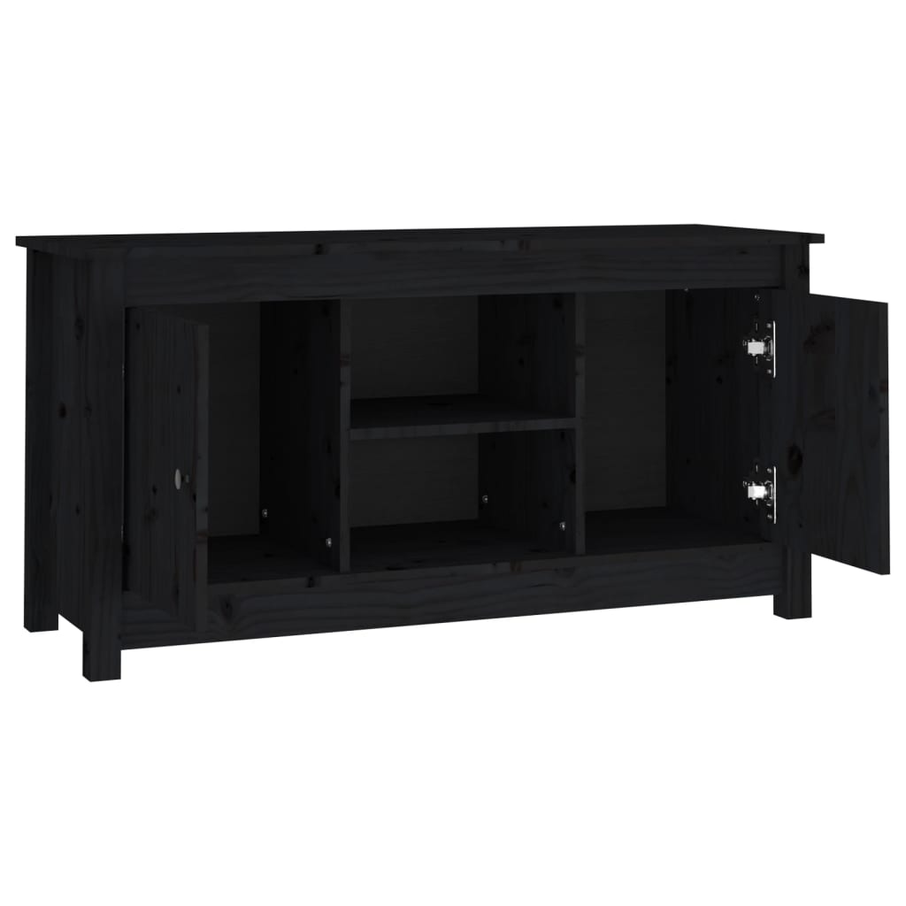 tv-bord 103x36,5x52 cm massivt fyrretræ sort