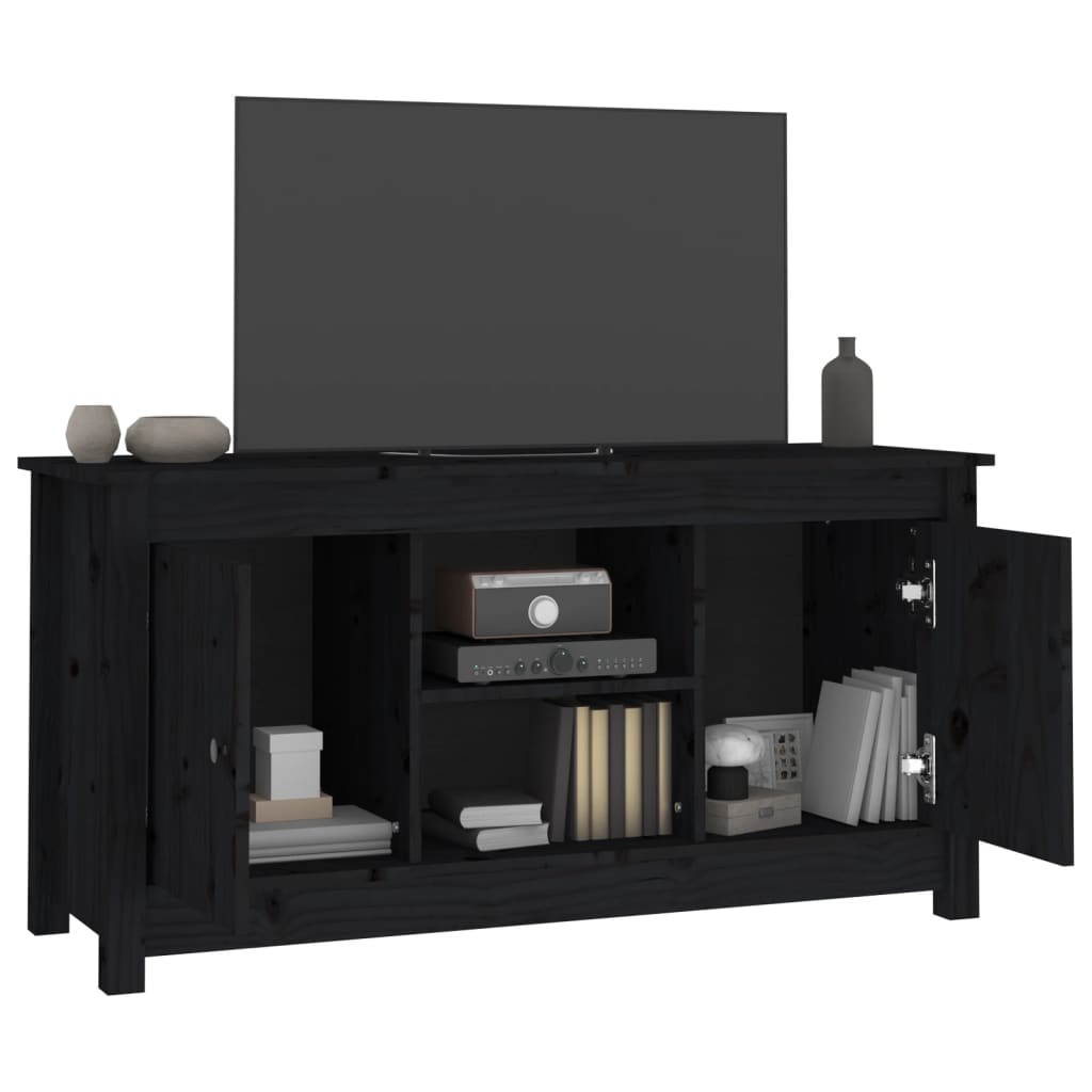 tv-bord 103x36,5x52 cm massivt fyrretræ sort