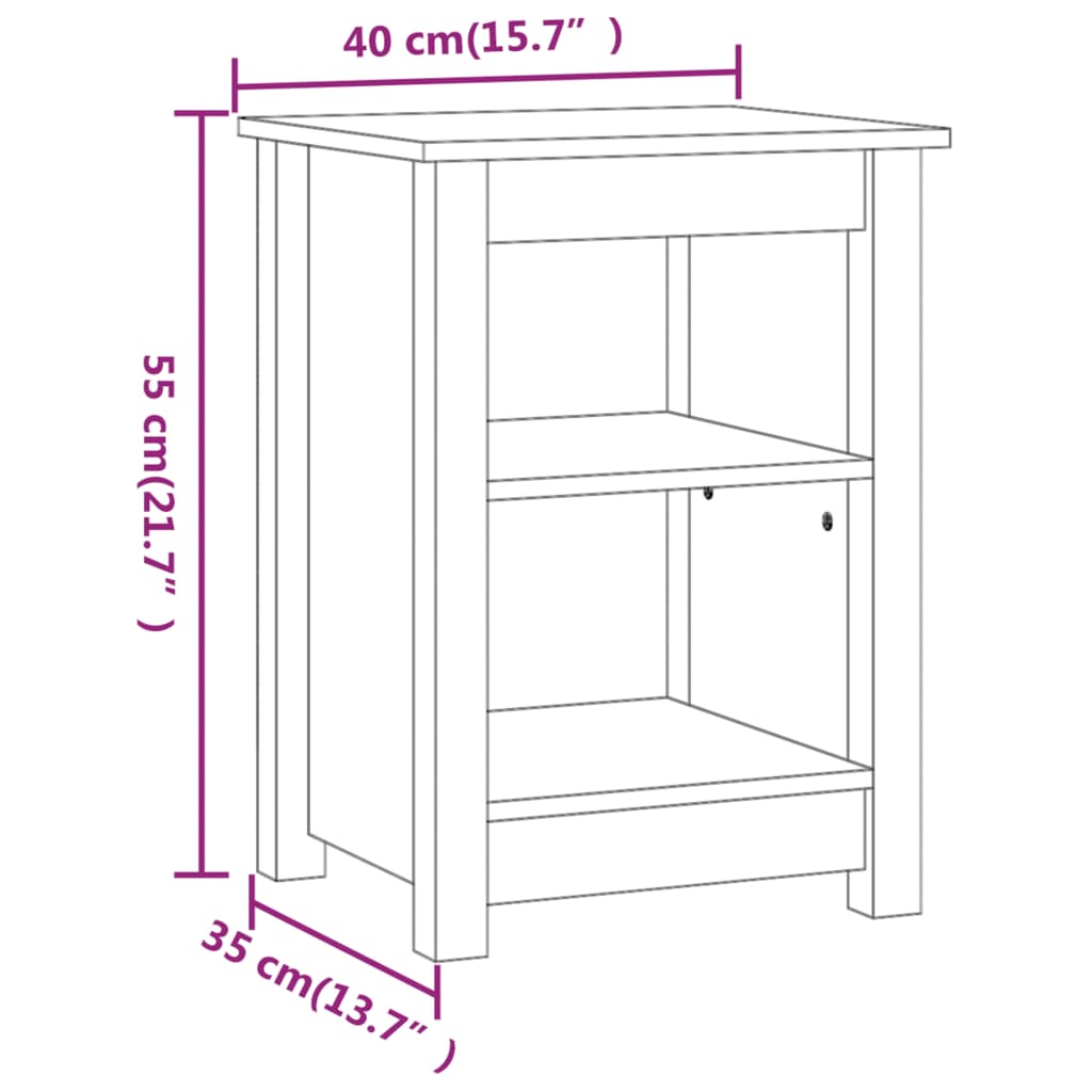 sengeborde 2 stk. 40x35x55 cm massivt fyrretræ hvid