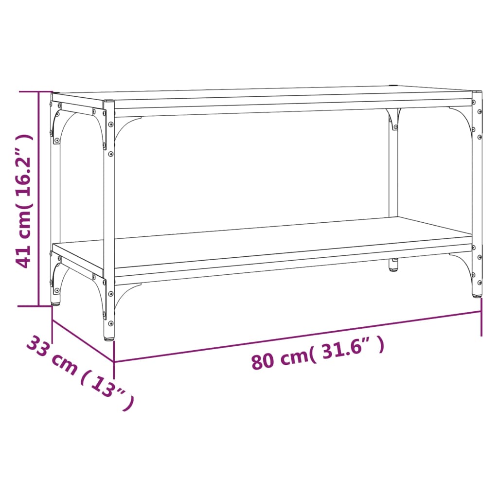 tv-bord 80x33x41 cm konstrueret træ og stål sort