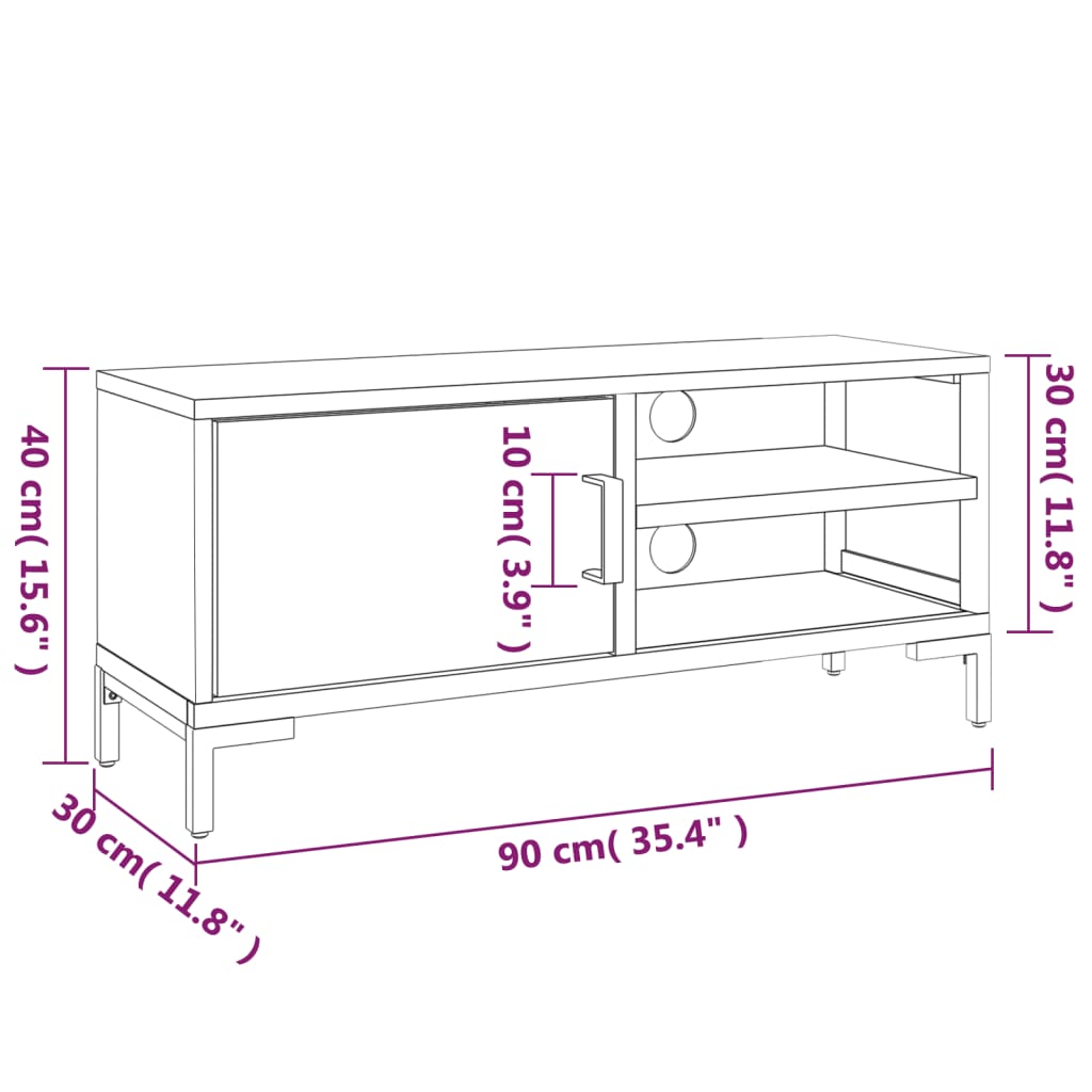 tv-bord 90x30x40 cm massivt fyrretræ brun