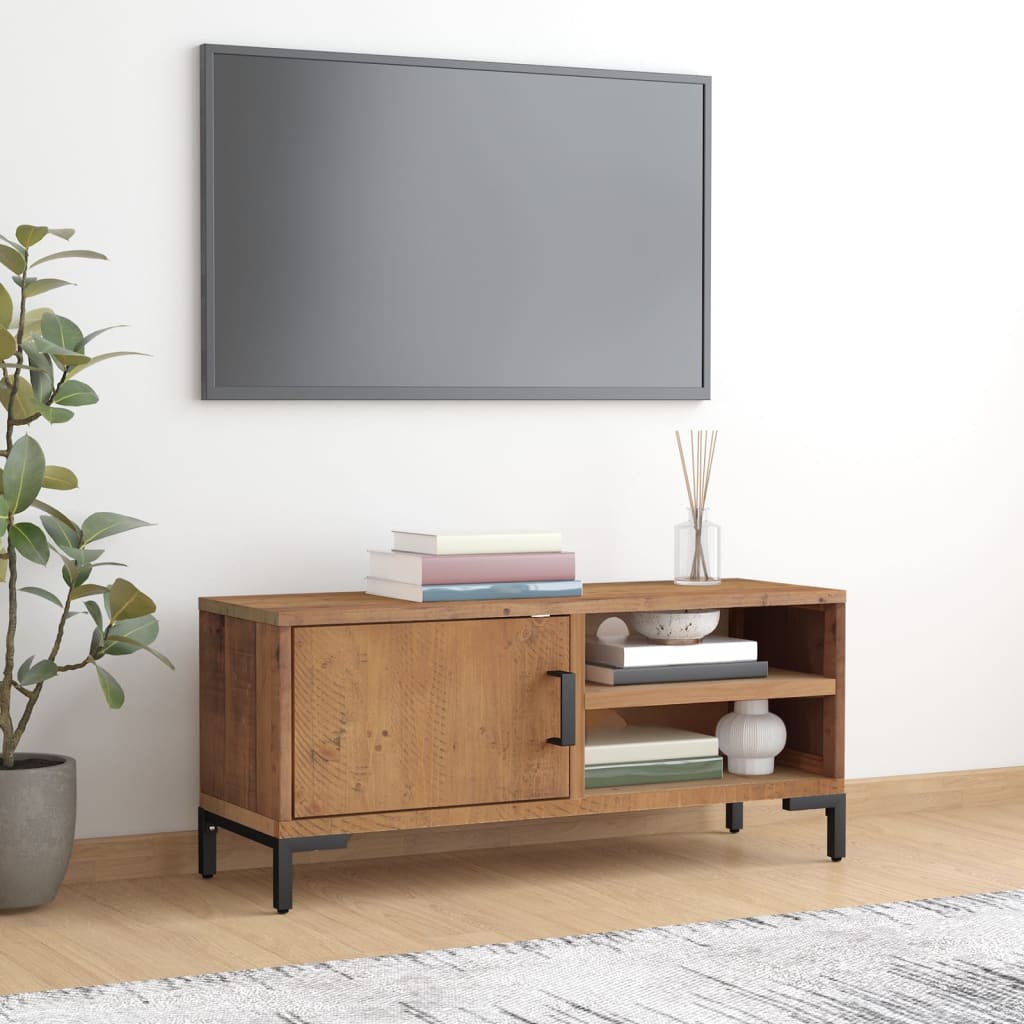 tv-bord 90x30x40 cm massivt fyrretræ brun