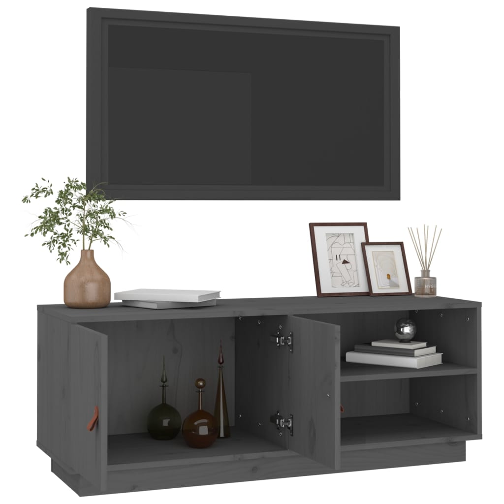 tv-bord 105x34x40 cm massivt fyrretræ grå