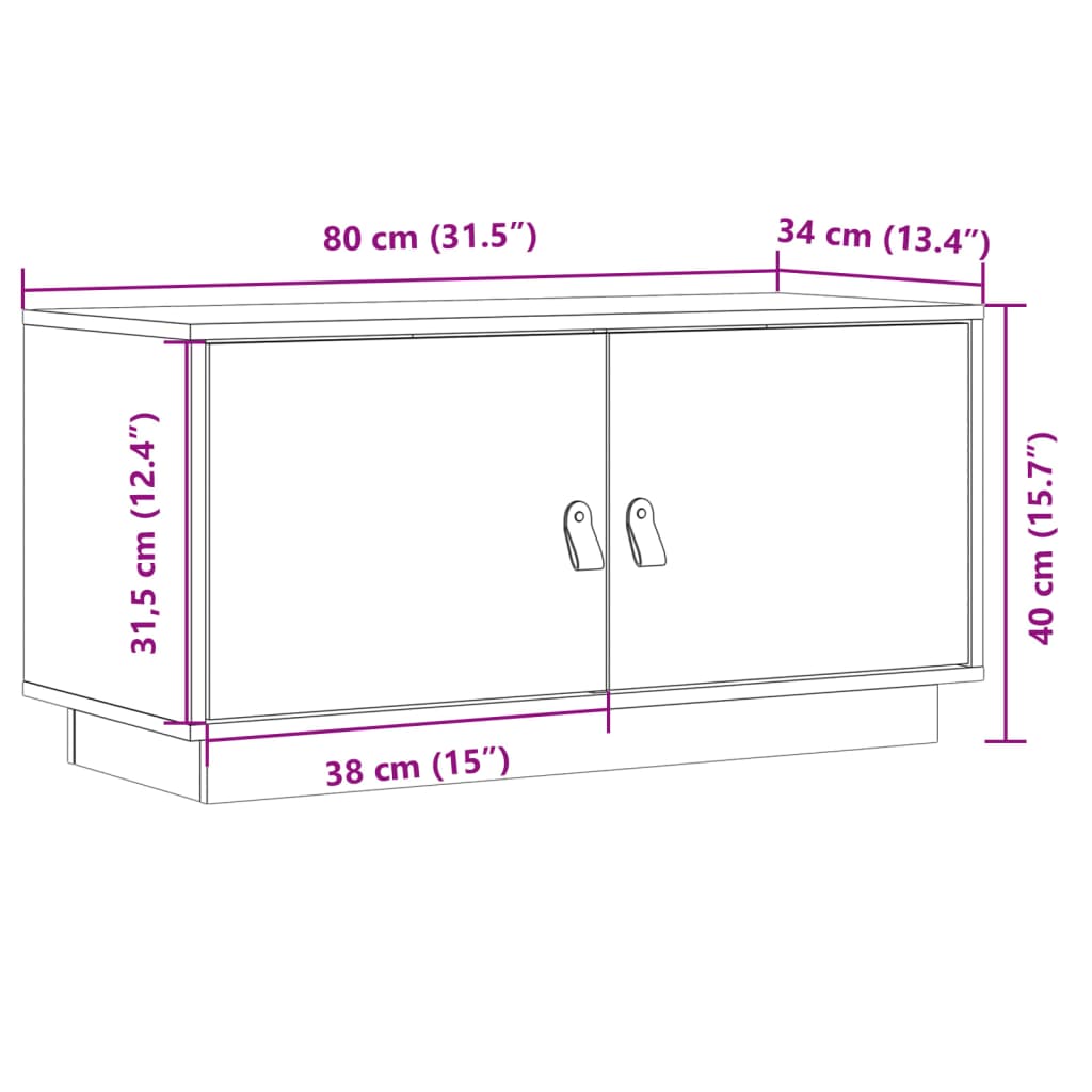 tv-bord 80x34x40 cm massivt fyrretræ grå