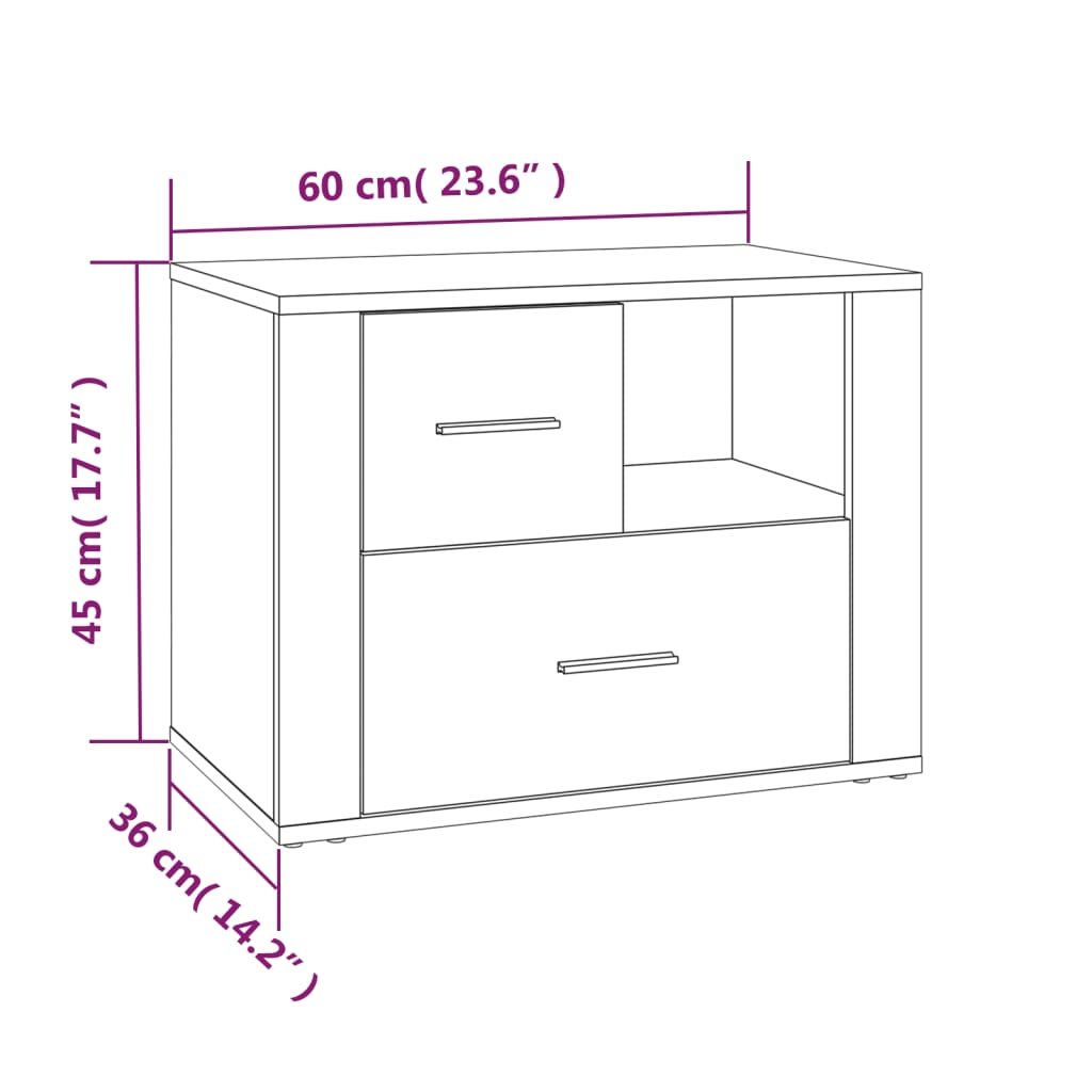 sengebord 60x36x45 cm konstrueret træ sort