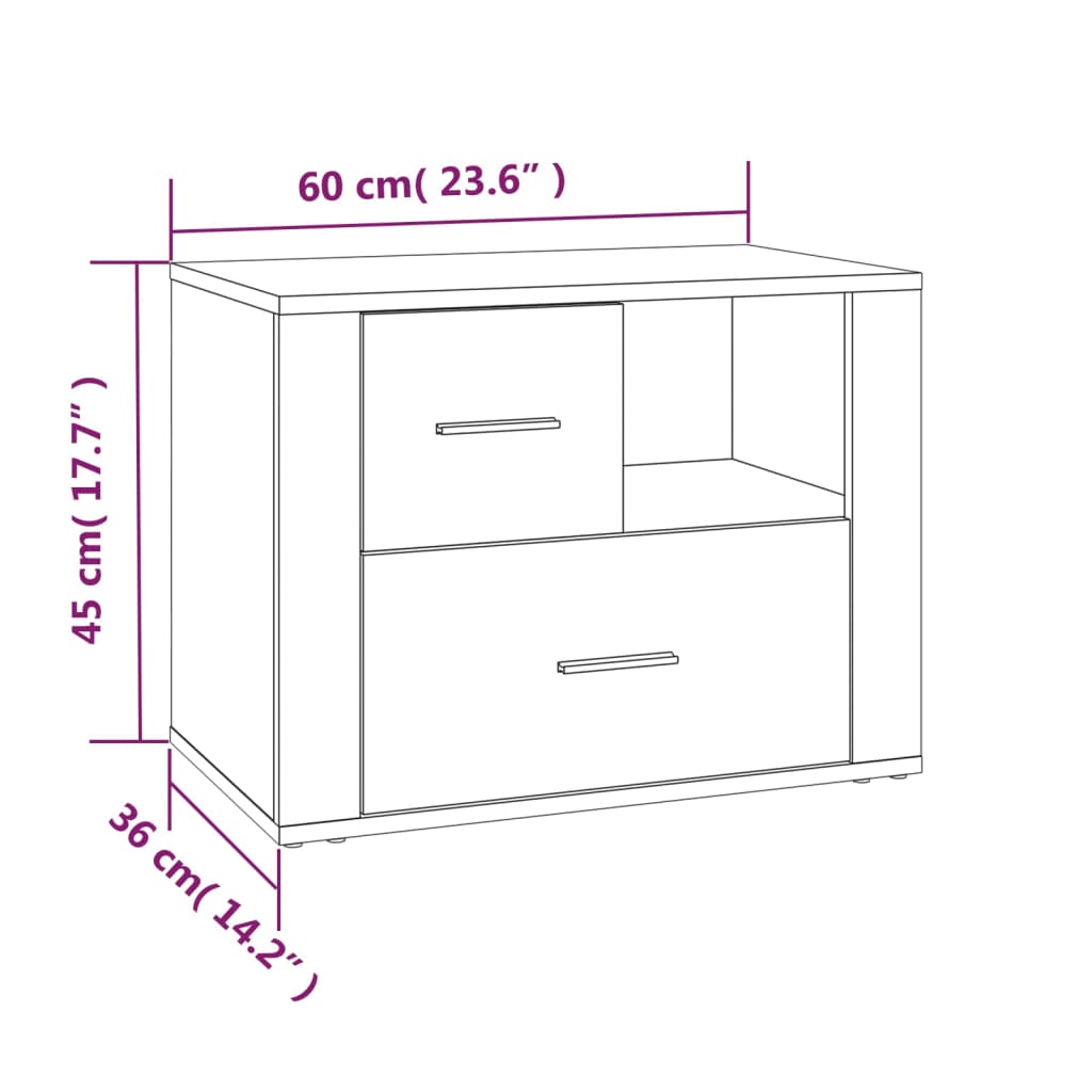 sengebord 60x36x45 cm konstrueret træ røget egetræsfarve