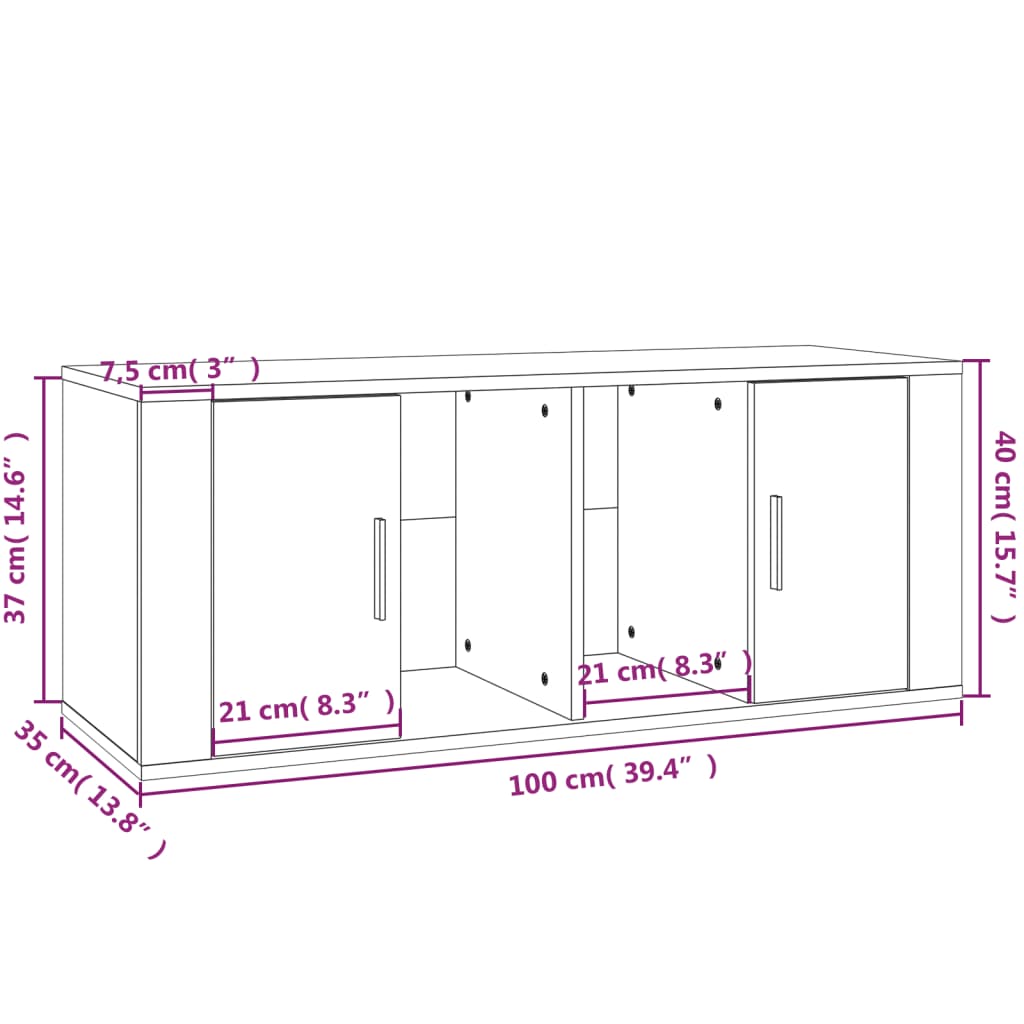 tv-bord 100x35x40 cm konstrueret træ sonoma-eg