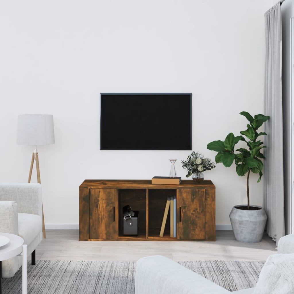 tv-bord 100x35x40 cm konstrueret træ røget egetræsfarve