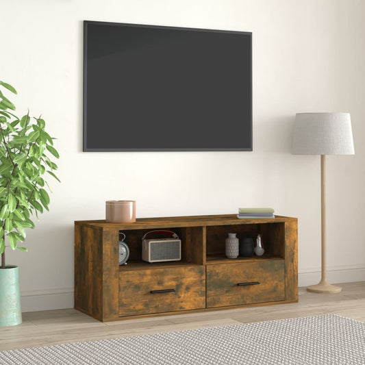 tv-bord 100x35x40 cm konstrueret træ røget egetræsfarve