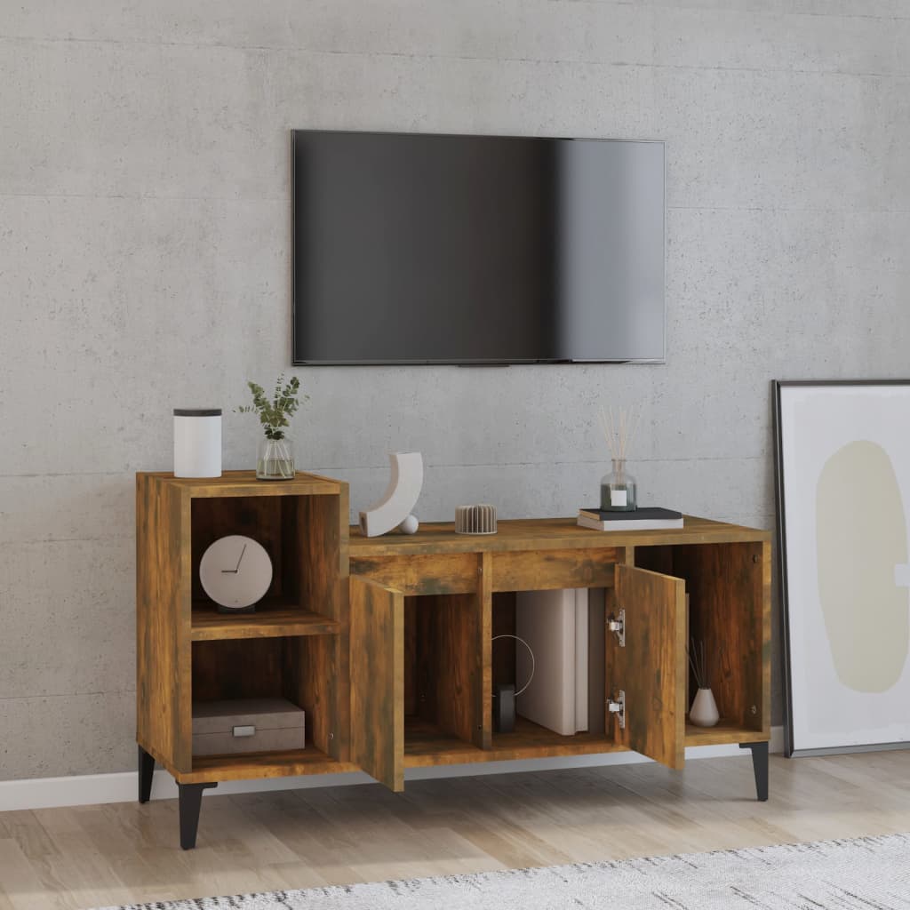 tv-bord 100x35x55 cm konstrueret træ røget egetræsfarve