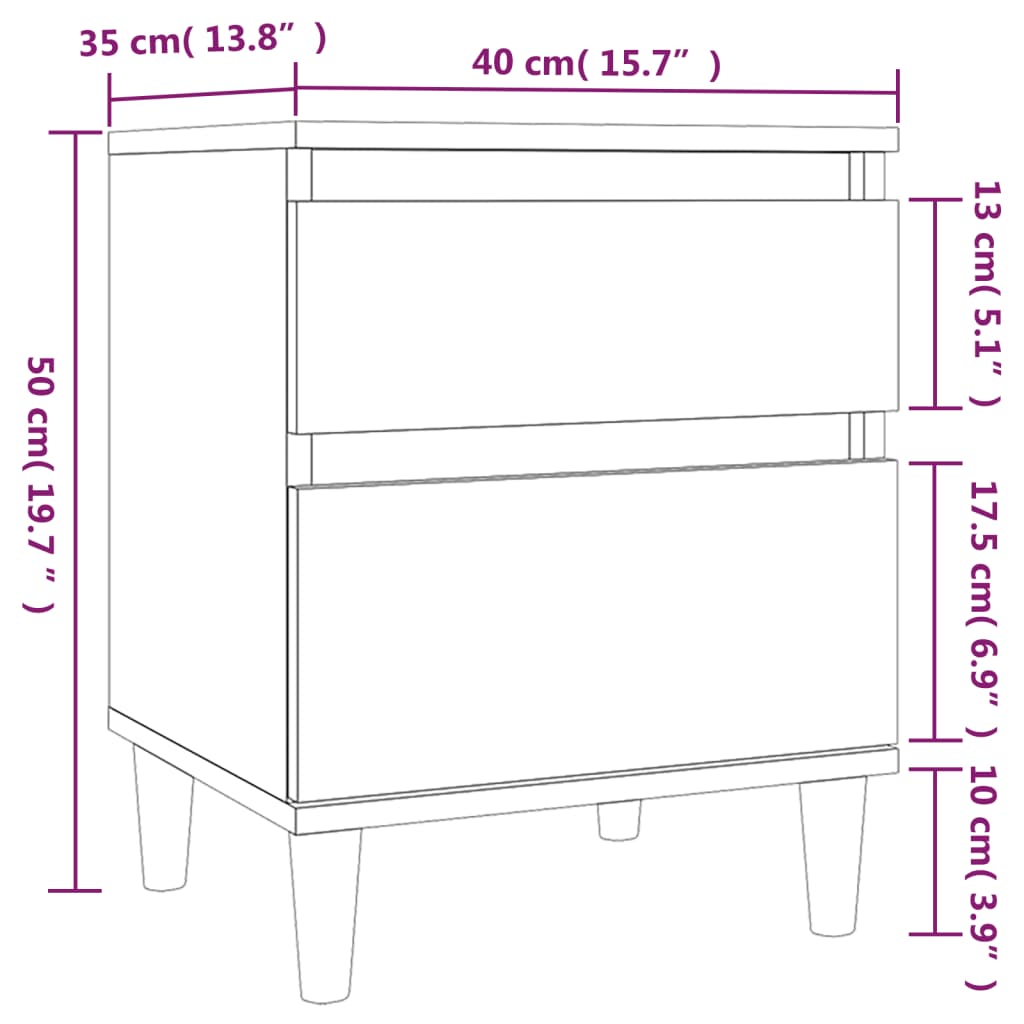 sengebord 40x35x50 cm betongrå