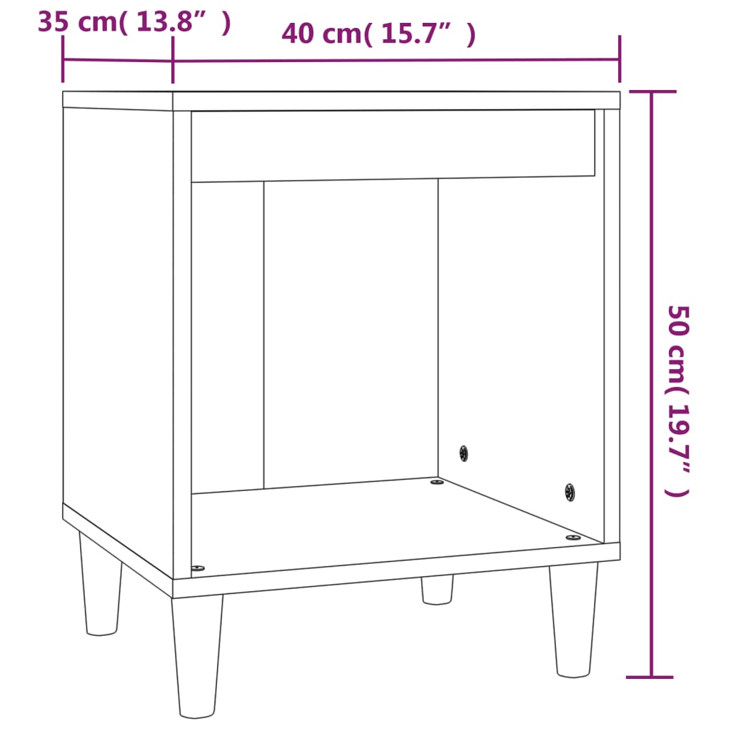 sengeborde 2 stk. 40x35x50 cm sonoma-eg