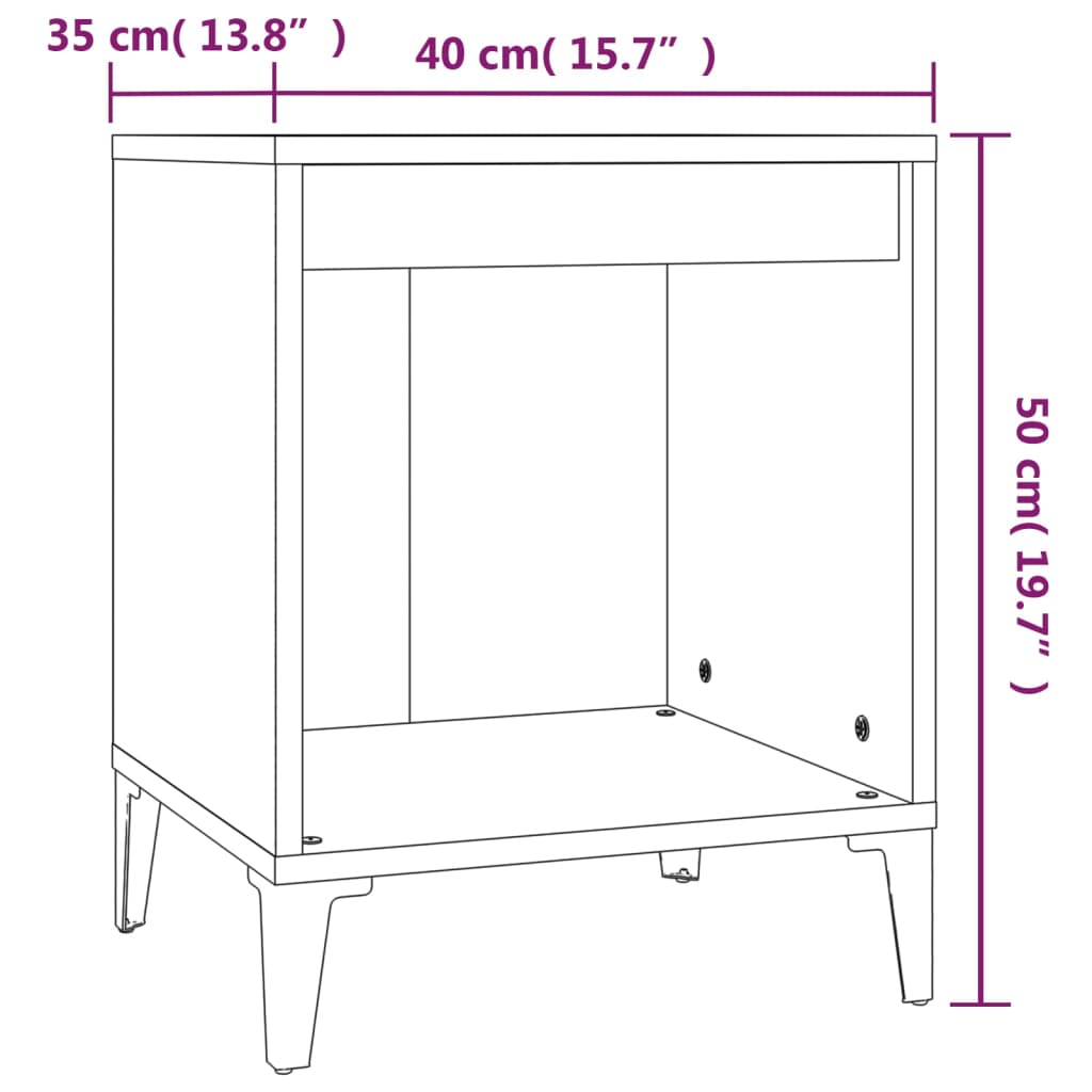 sengeborde 2 stk. 40x35x50 cm hvid