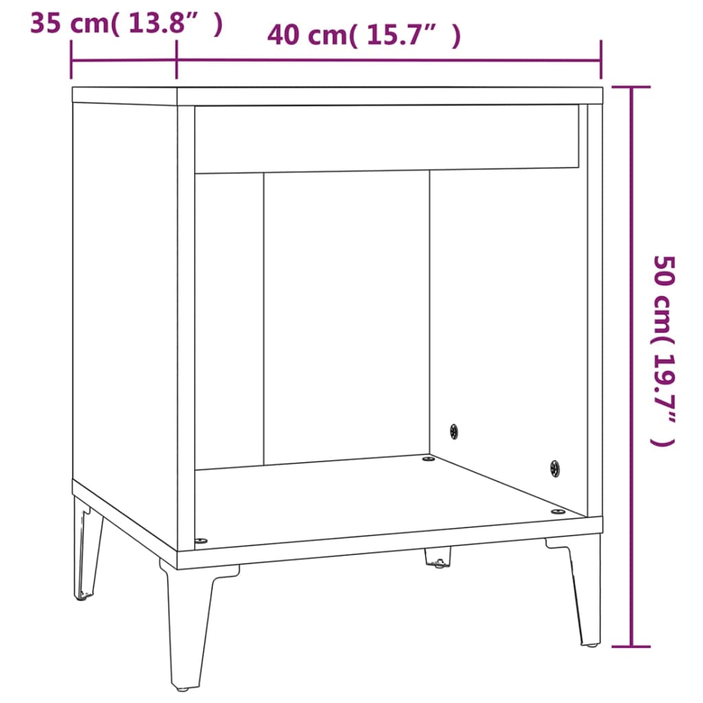 sengeborde 2 stk. 40x35x50 cm sonoma-eg