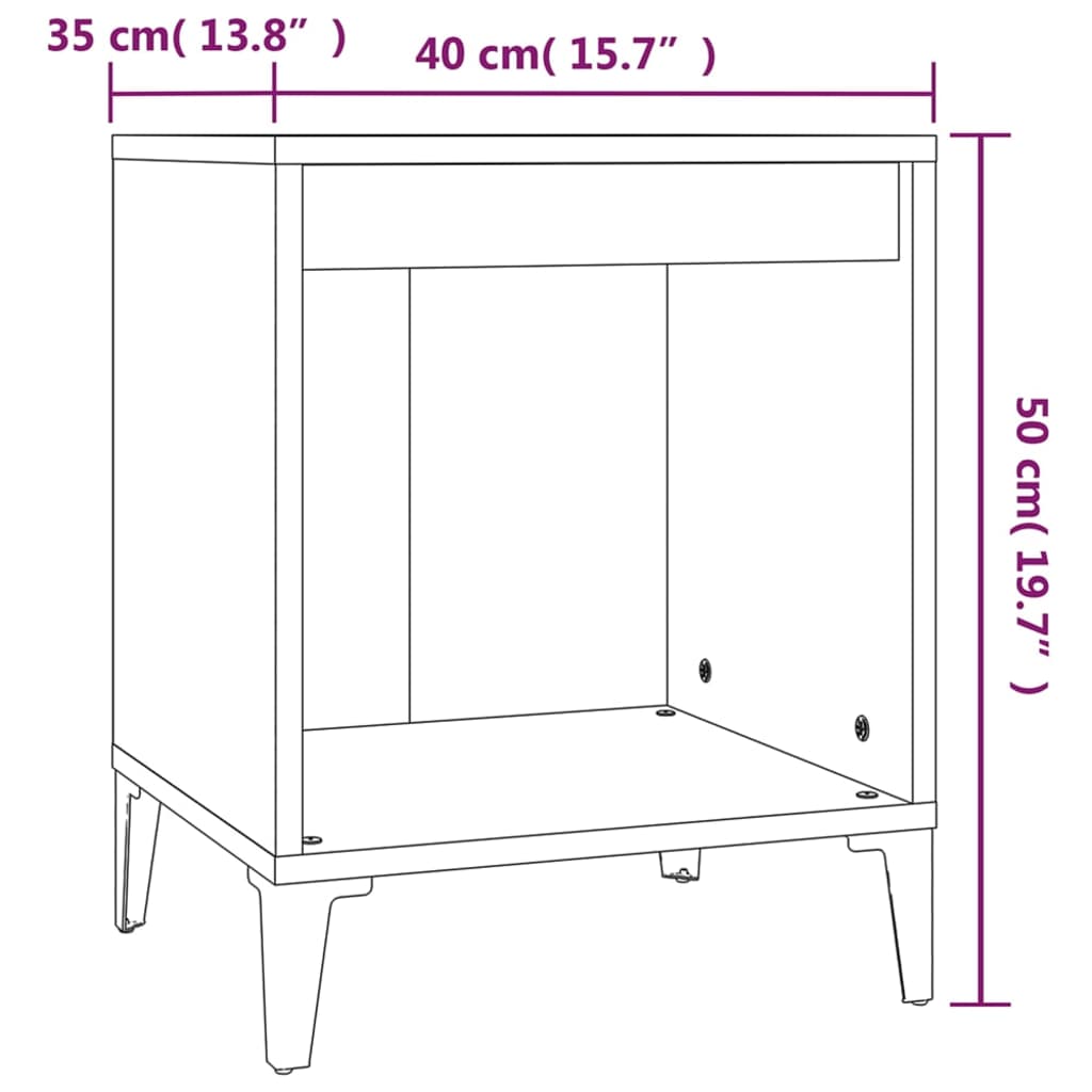 sengebord 40x35x50 cm 2 stk. betongrå