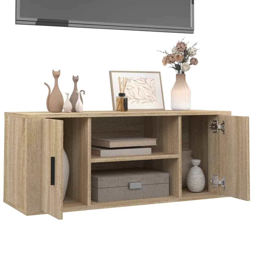 tv-bord 100x35x40 cm konstrueret træ sonoma-eg