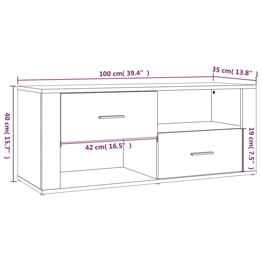 tv-bord 100x35x40 cm konstrueret træ sort