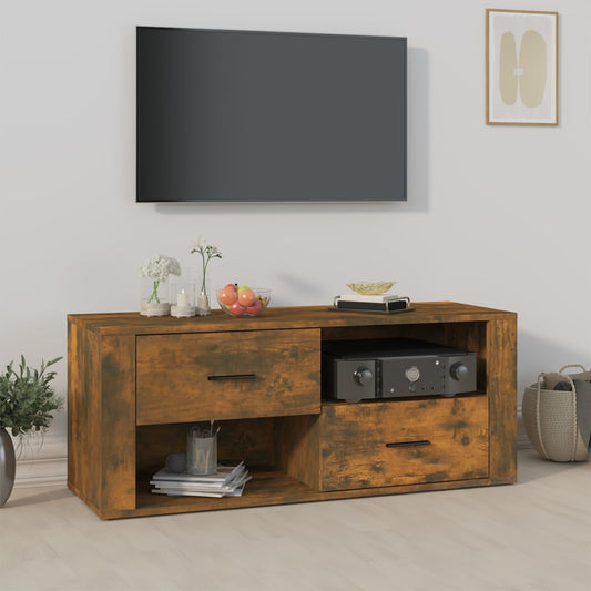 tv-bord 100x35x40 cm konstrueret træ røget egetræsfarve