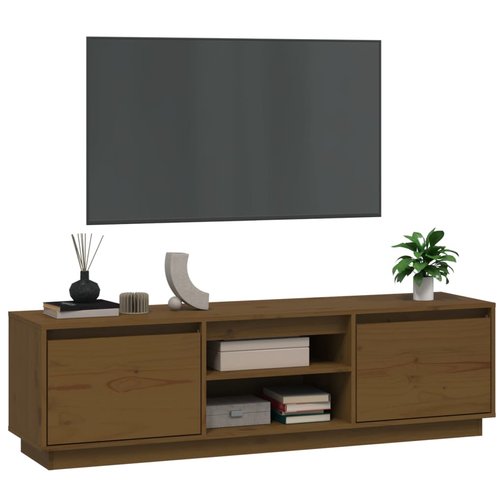 tv-bord 140x35x40 cm massivt fyrretræ gyldenbrun