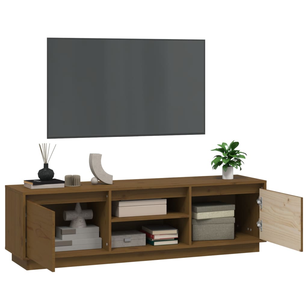 tv-bord 140x35x40 cm massivt fyrretræ gyldenbrun