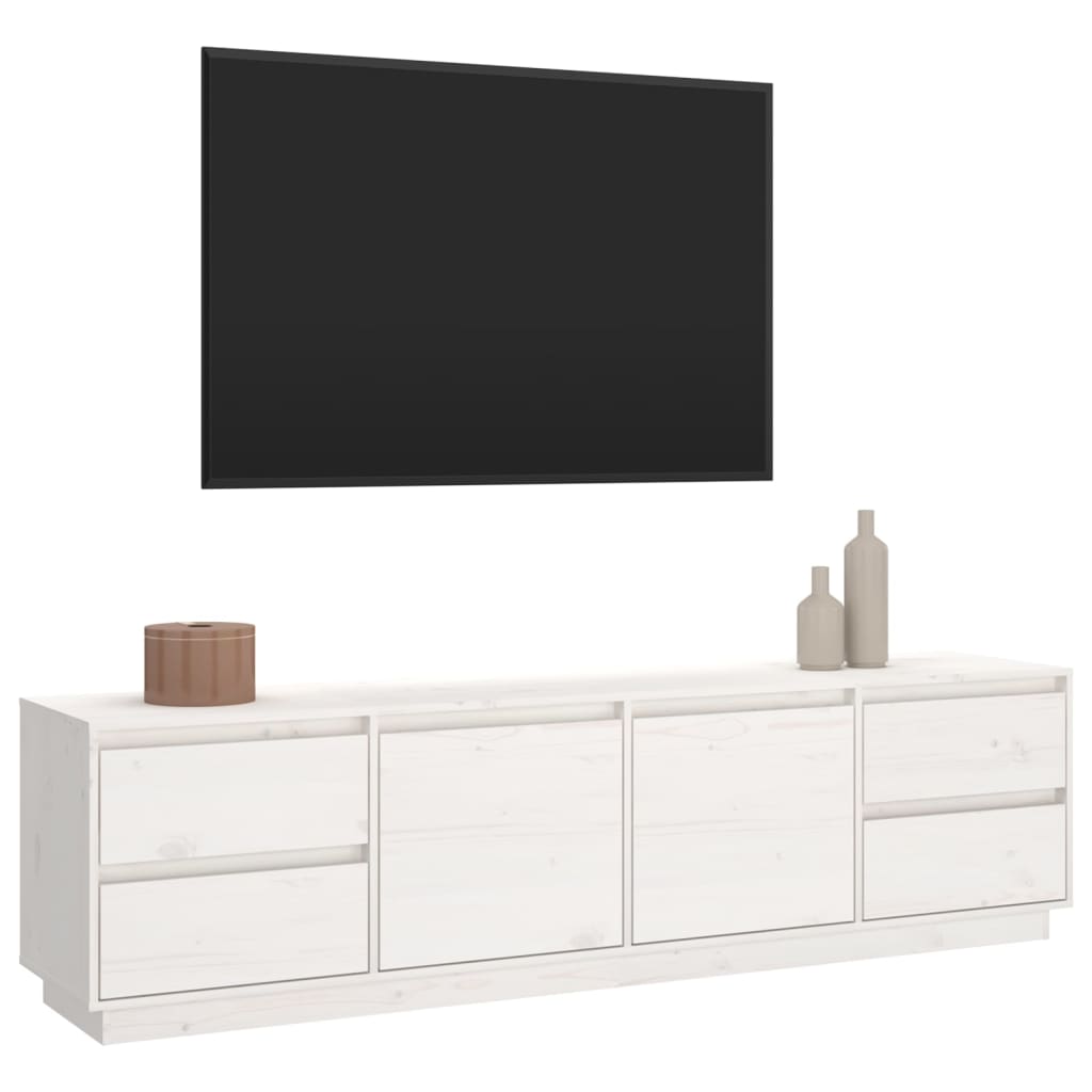 tv-bord 176x37x47,5 cm massivt fyrretræ hvid