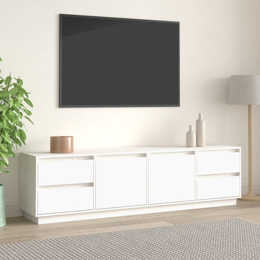 tv-bord 176x37x47,5 cm massivt fyrretræ hvid