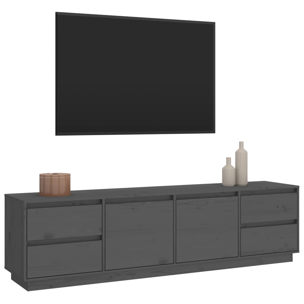 tv-bord 176x37x47,5 cm massivt fyrretræ grå